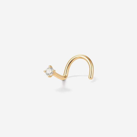 14K Solid Gold Prong-set Gem Nose Twist Piercing - SkinKandy | Body Jewellery & Piercing