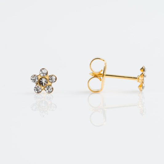 14K Solid Gold Daisy Crystal Piercing