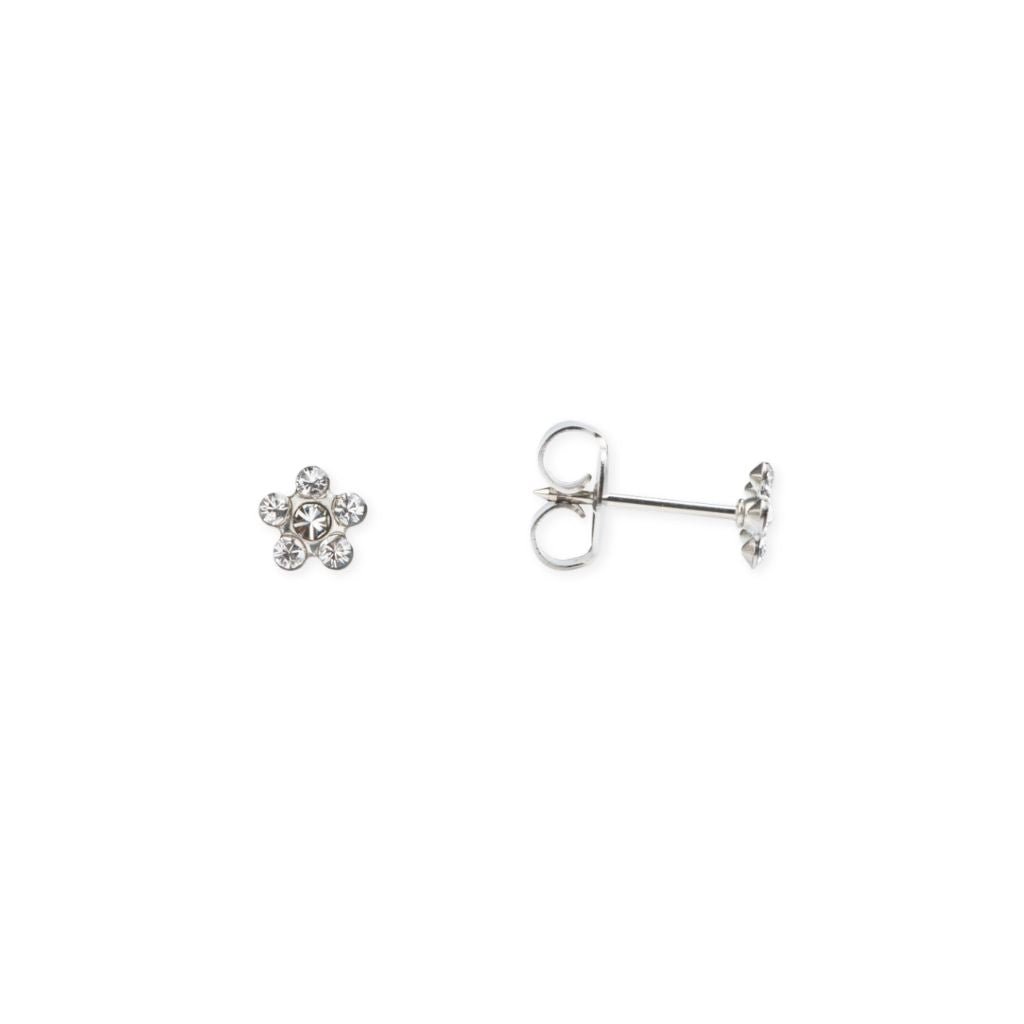 14K White Gold Daisy Crystal Piercing - SkinKandy | Body Jewellery & Piercing Online Australia