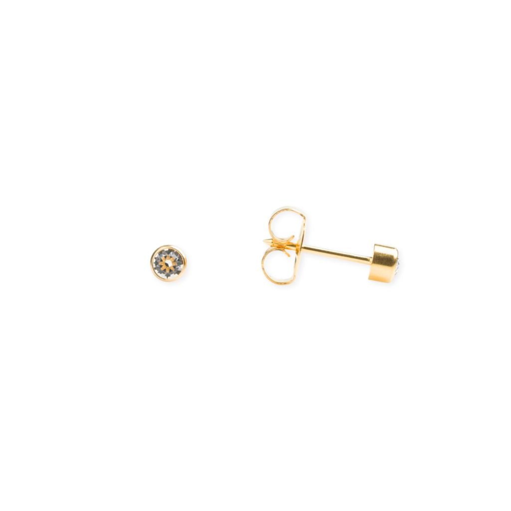 14K Solid Gold Bezel Crystal Piercing - SkinKandy | Body Jewellery & Piercing Online Australia