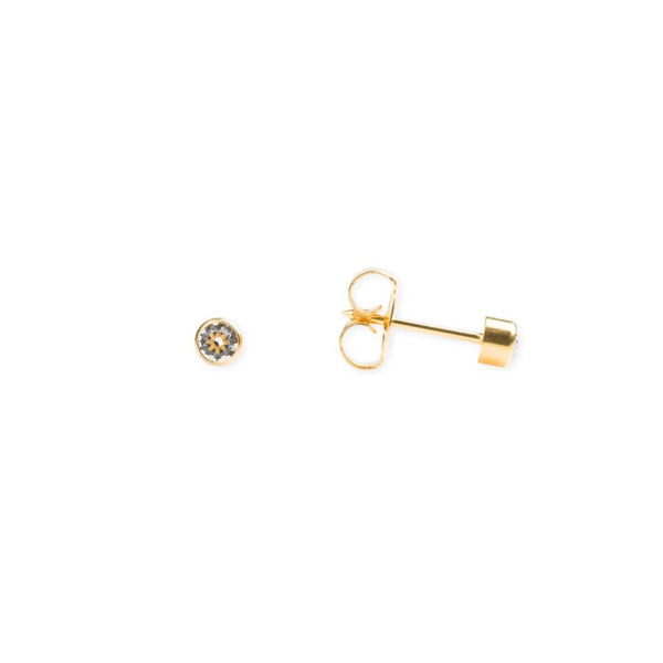 14K Solid Gold Bezel Crystal Piercing