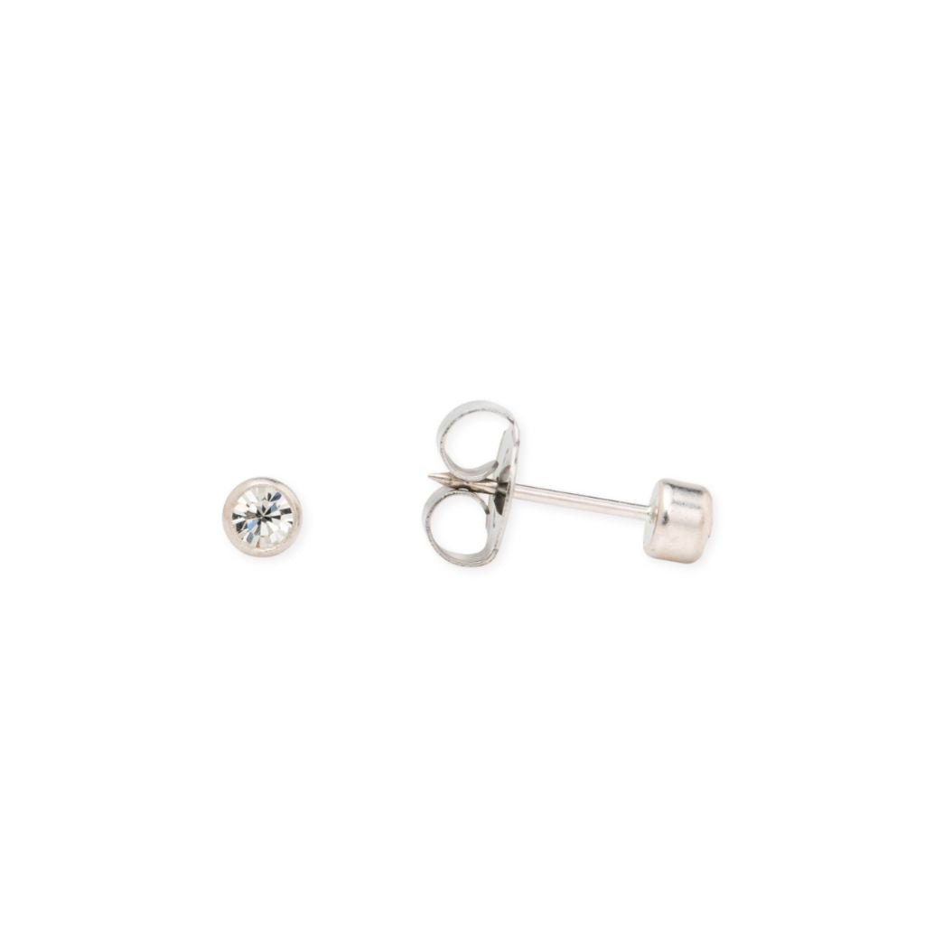 14K White Gold Bezel Crystal Piercing - SkinKandy | Body Jewellery & Piercing Online Australia
