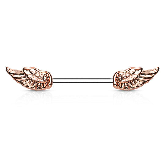 Angel Wings Nipple Barbell Rings Rose Gold - SkinKandy | Body Jewellery & Piercing Online Australia
