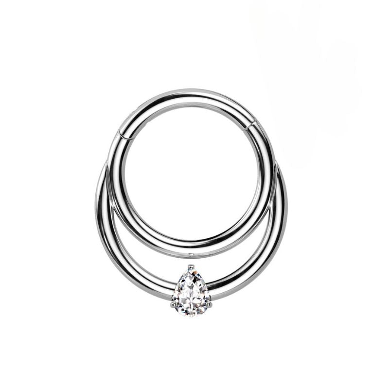 Titanium Tear Drop CZ Hinged Septum - SkinKandy | Body Jewellery & Piercing Online Australia