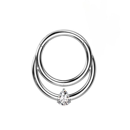 Titanium Tear Drop CZ Hinged Septum - SkinKandy | Body Jewellery & Piercing Online Australia