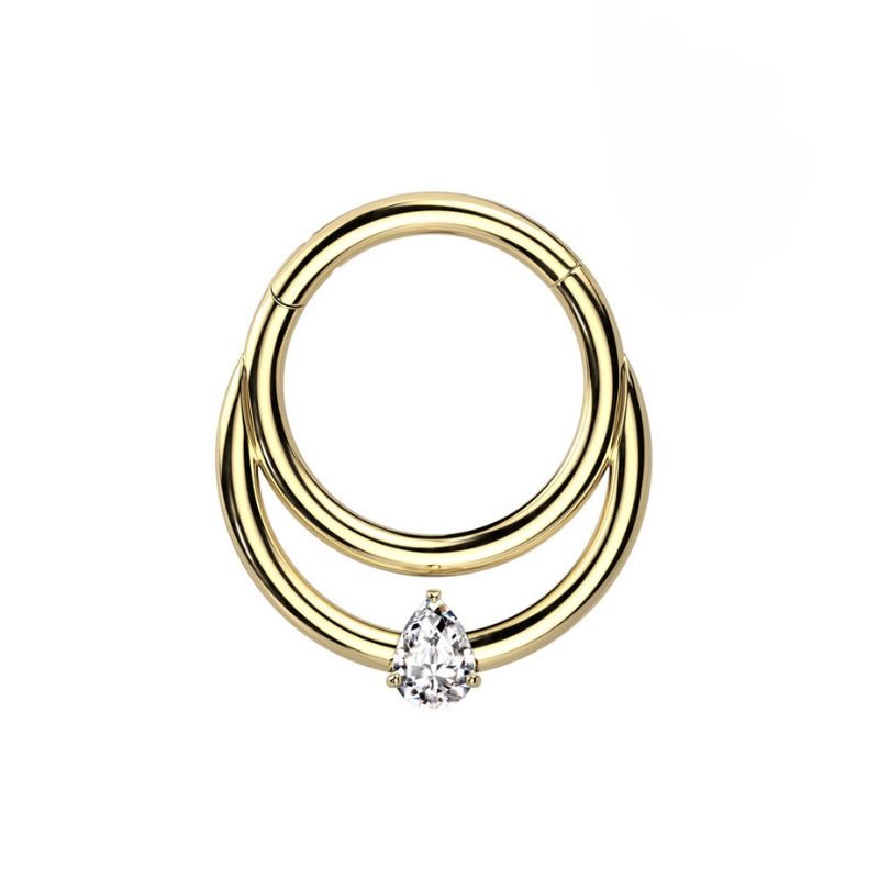 Titanium Tear Drop CZ Hinged Septum - SkinKandy | Body Jewellery & Piercing Online Australia