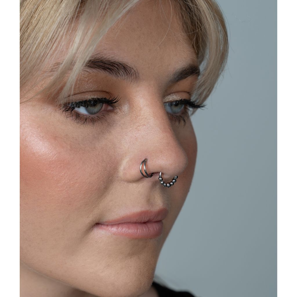 Titanium Double Hoop Nose Ring – 18G SkinKandy AU
