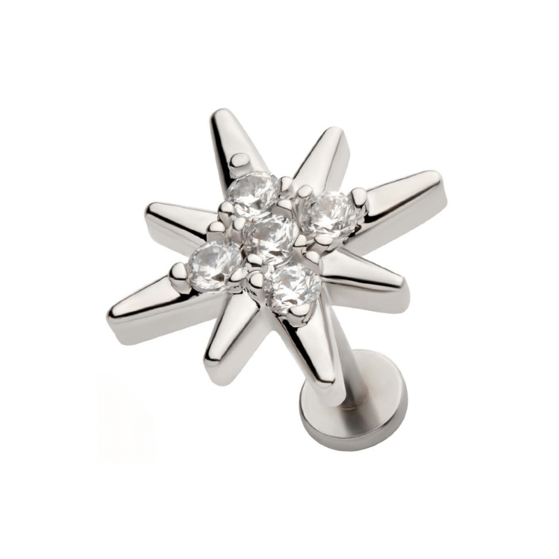 Starburst CZ Paved Flatback Labret - SkinKandy | Body Jewellery & Piercing Online Australia