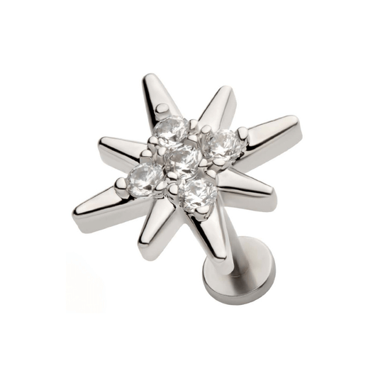 Starburst CZ Paved Flatback Labret - SkinKandy | Body Jewellery & Piercing Online Australia
