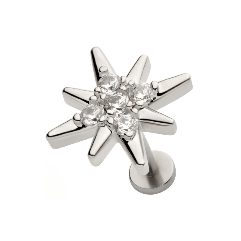 Starburst CZ Paved Flatback Labret - SkinKandy | Body Jewellery & Piercing Online Australia