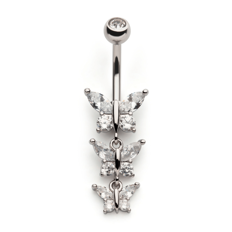 Triple Butterfly Navel Dangle - SkinKandy | Body Jewellery & Piercing Online Australia