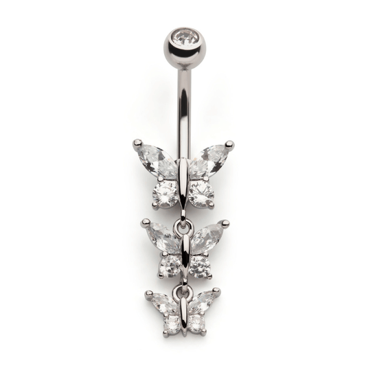 Triple Butterfly Navel Dangle - SkinKandy | Body Jewellery & Piercing Online Australia