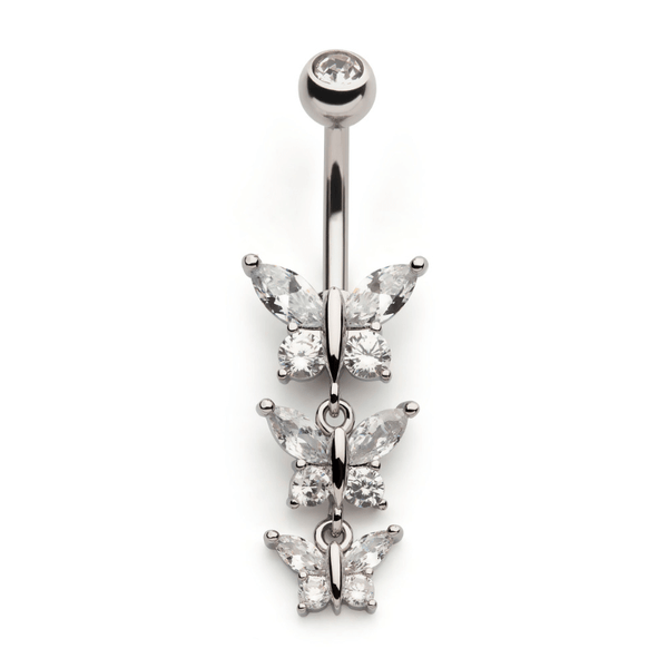 Triple Butterfly Navel Dangle