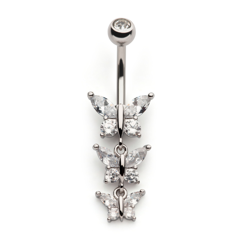 Triple Butterfly Navel Dangle