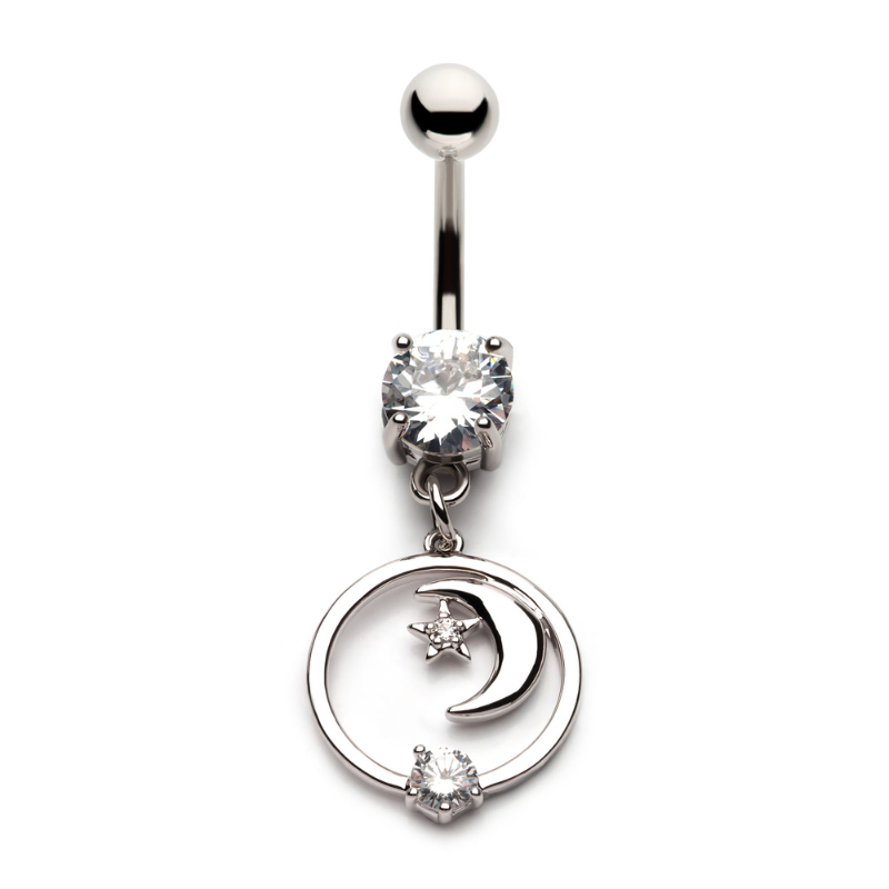 Star And Moon Navel Dangle