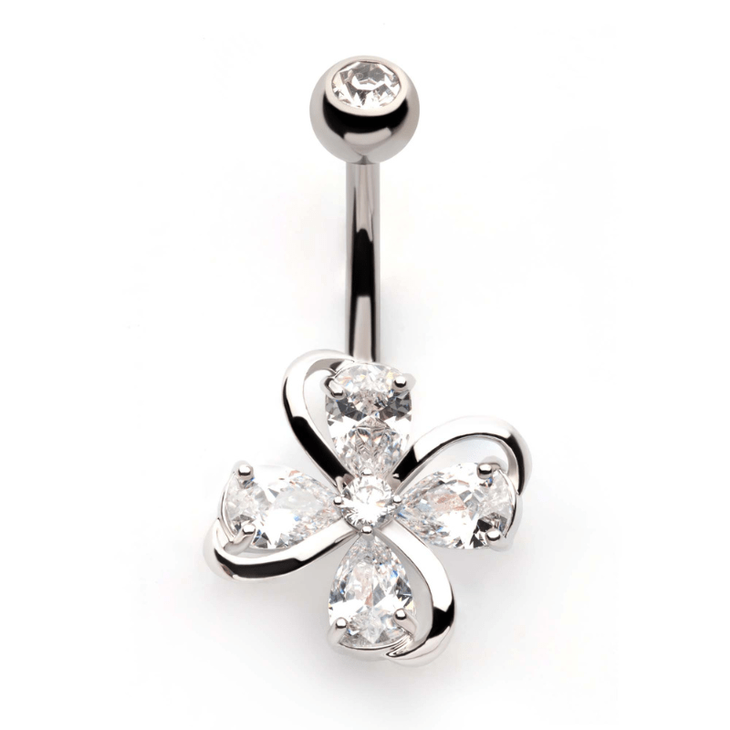 Clover CZ Navel Bar - SkinKandy | Body Jewellery & Piercing Online Australia