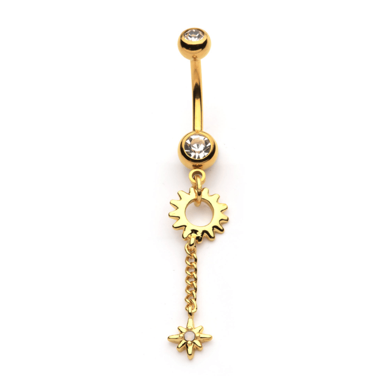 Sun and Starburst Navel Dangle - SkinKandy | Body Jewellery & Piercing Online Australia