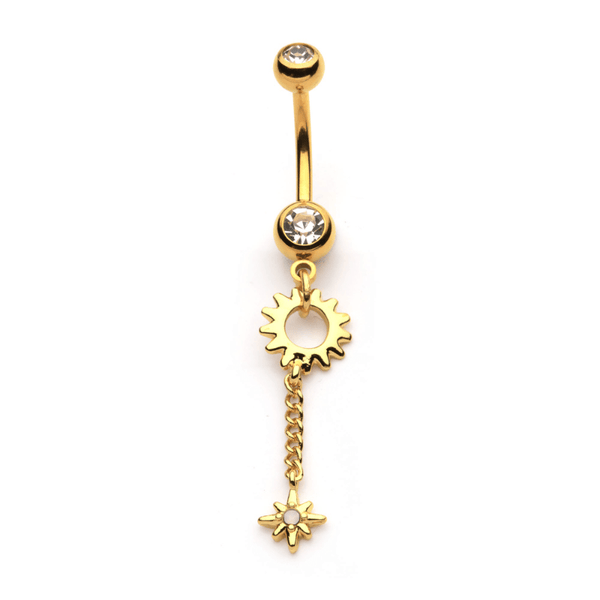 Sun and Starburst Navel Dangle