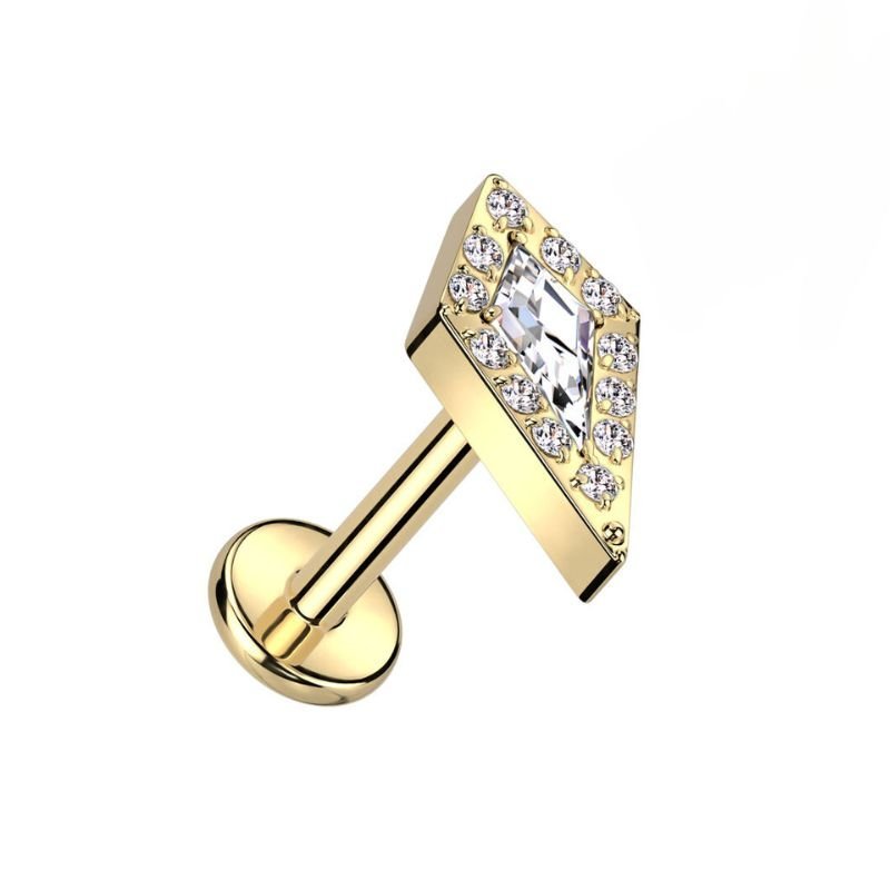 Titanium CZ Paved Spear Flatback Labret - SkinKandy | Body Jewellery & Piercing Online Australia