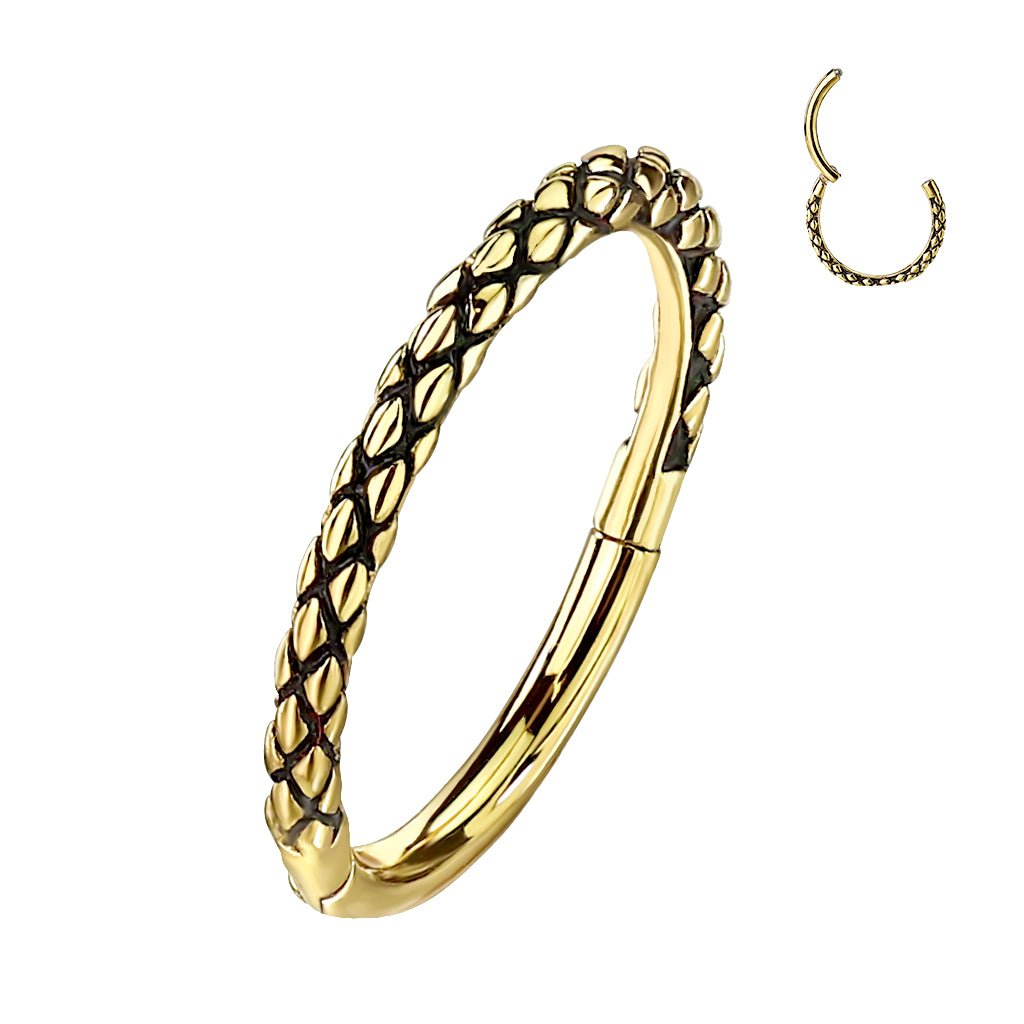 Oxidized Lizard Skin Hinged Segment - SkinKandy | Body Jewellery & Piercing Online Australia