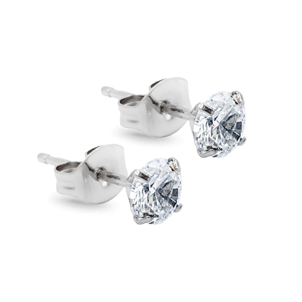 Titanium Round CZ Stud Earrings