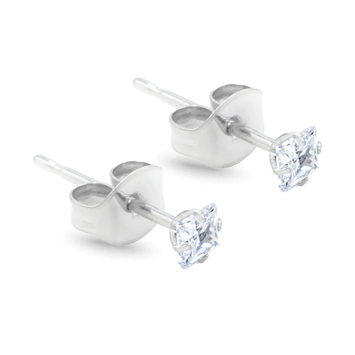 Titanium Square CZ Stud Earrings - SkinKandy | Body Jewellery & Piercing Online Australia