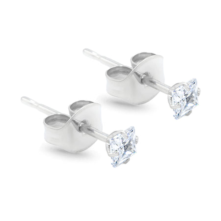 Titanium Square CZ Stud Earrings