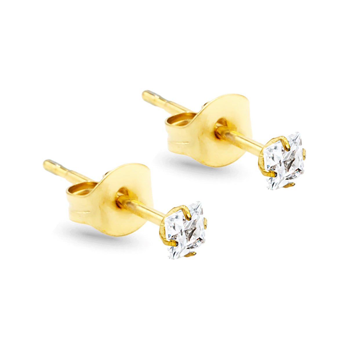 Titanium Square CZ Stud Earrings - SkinKandy | Body Jewellery & Piercing Online Australia