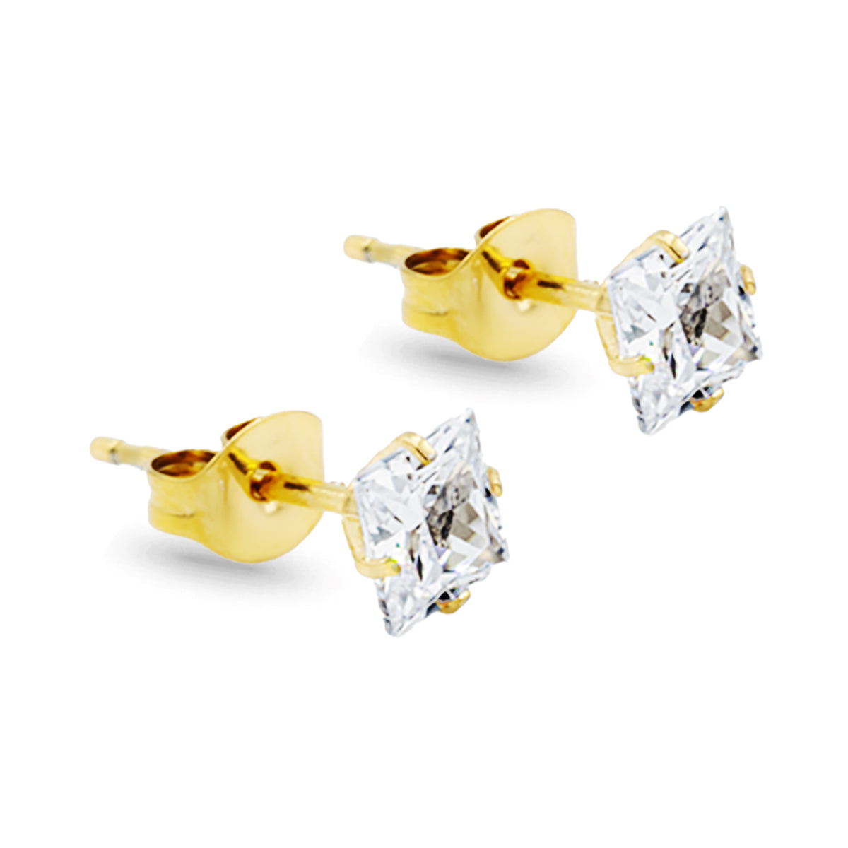 Titanium Square CZ Stud Earrings