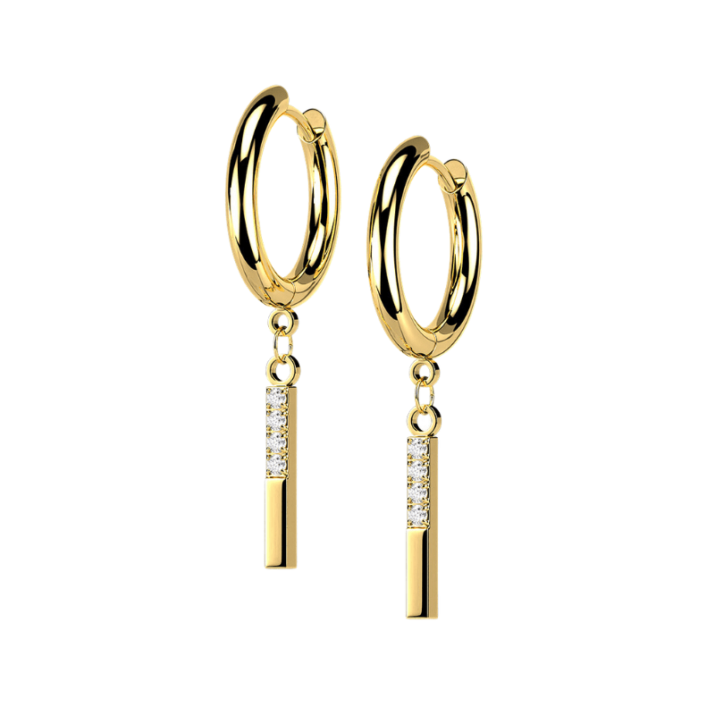 CZ Bar Hoop Earrings - SkinKandy | Body Jewellery & Piercing Online Australia