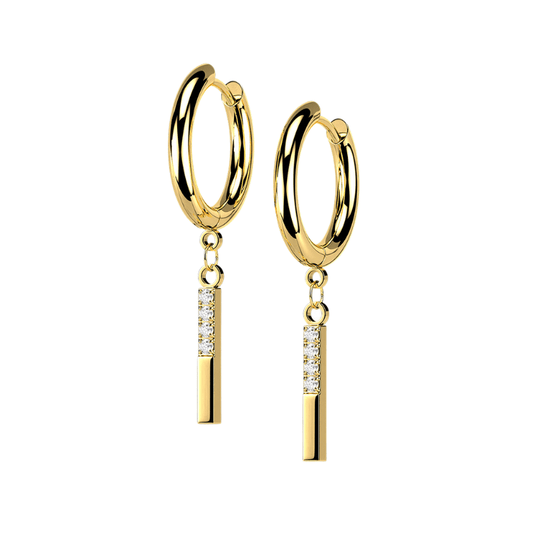 CZ Bar Hoop Earrings - SkinKandy | Body Jewellery & Piercing Online Australia