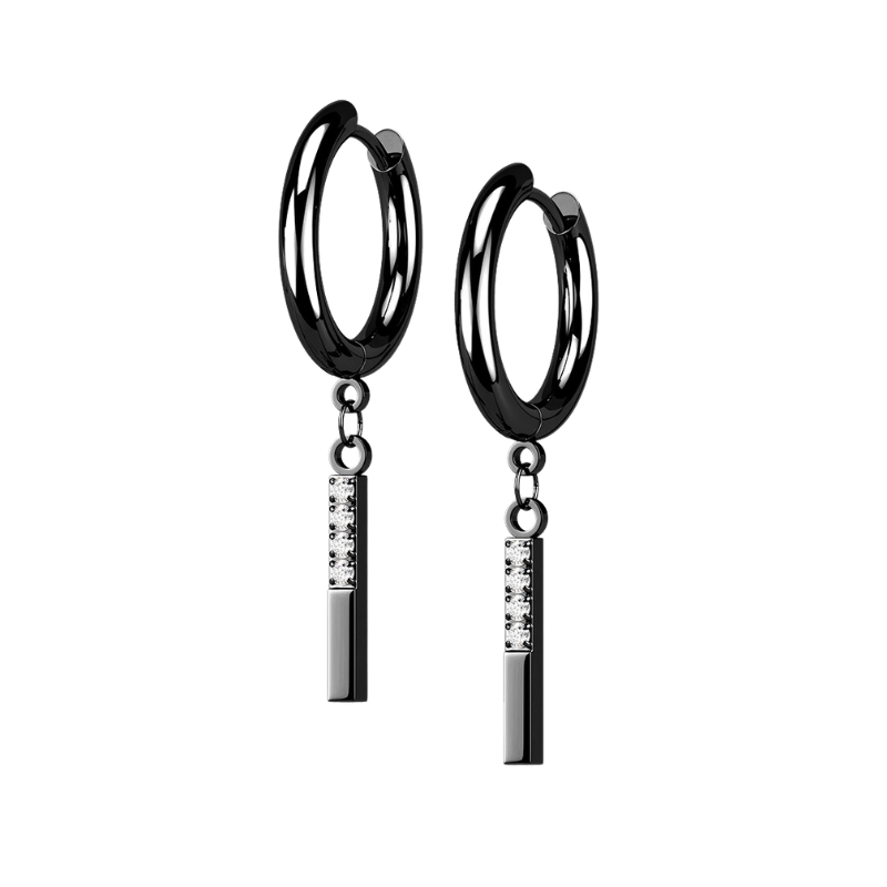 CZ Bar Hoop Earrings - SkinKandy | Body Jewellery & Piercing Online Australia