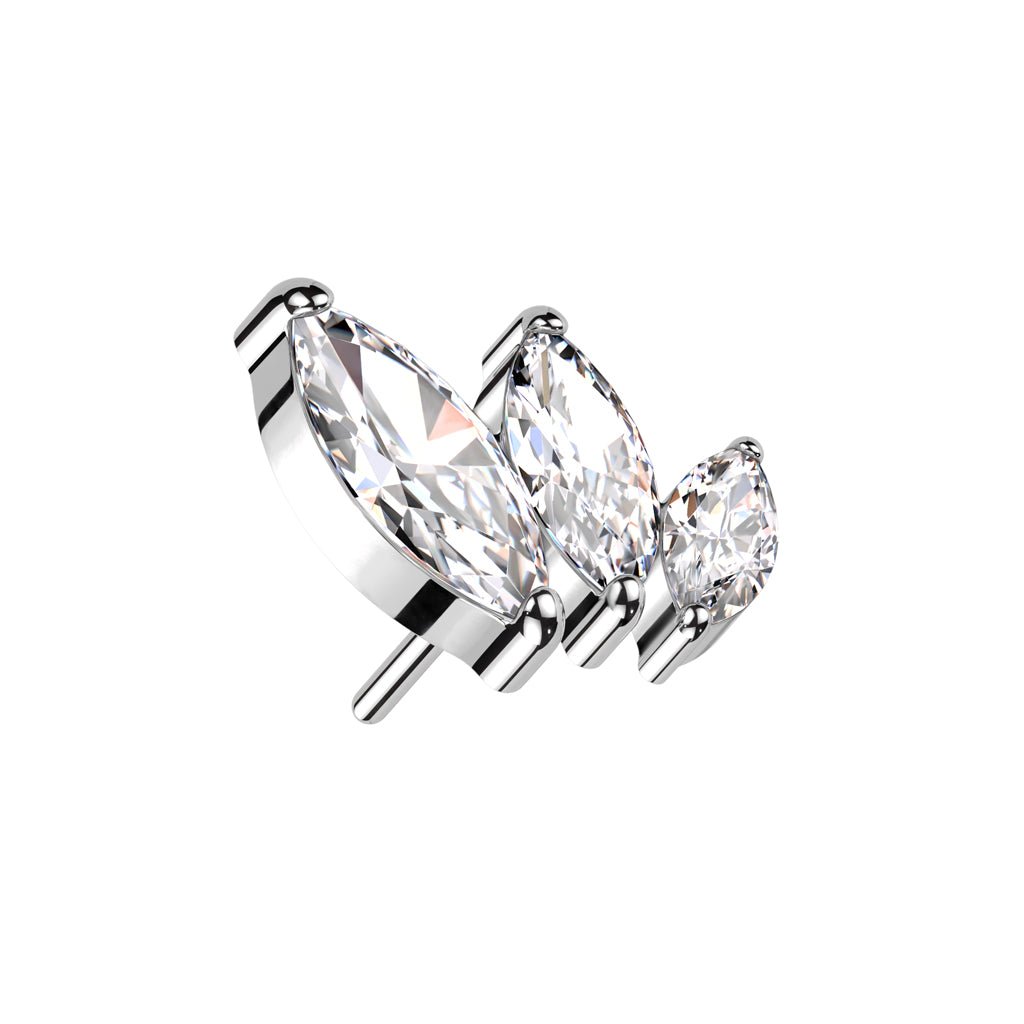 Titanium Threadless Top Triple Clear Marquis - SkinKandy | Body Jewellery & Piercing Online Australia