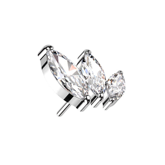 Titanium Threadless Top Triple Clear Marquis