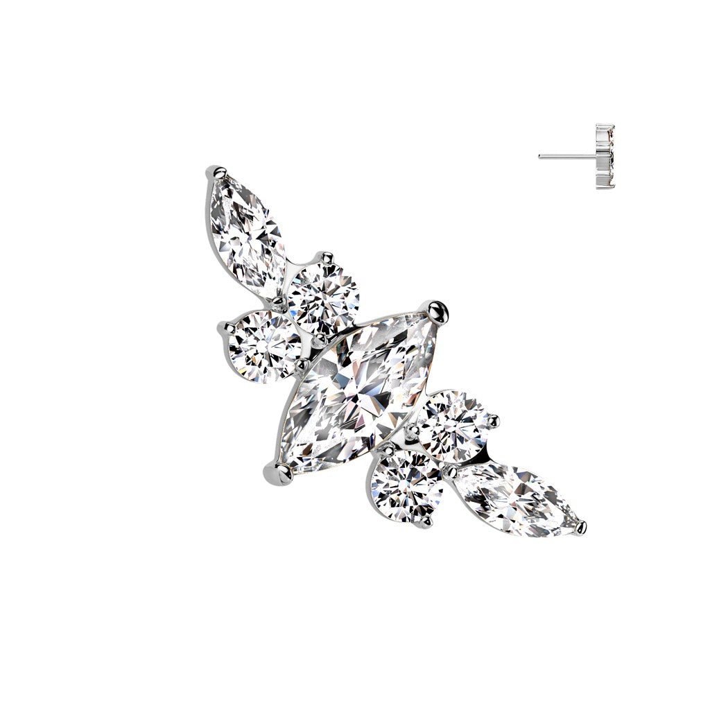 Titanium Threadless Top Winged Marquis Clear - SkinKandy | Body Jewellery & Piercing Online Australia