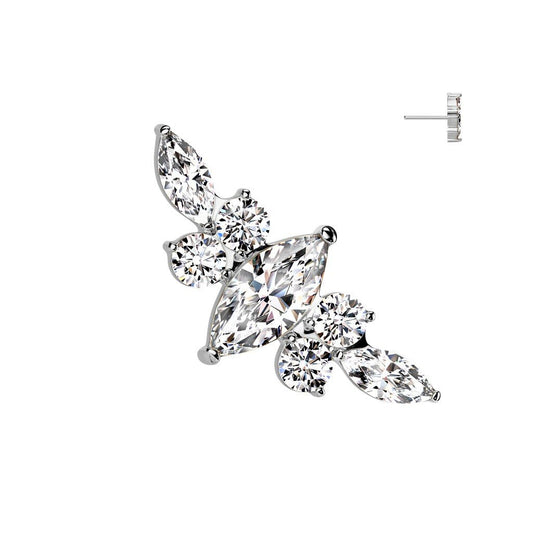 Titanium Threadless Top Winged Marquis Clear