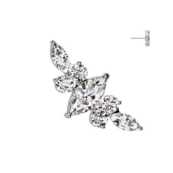 Titanium Threadless Top Winged Marquis Clear