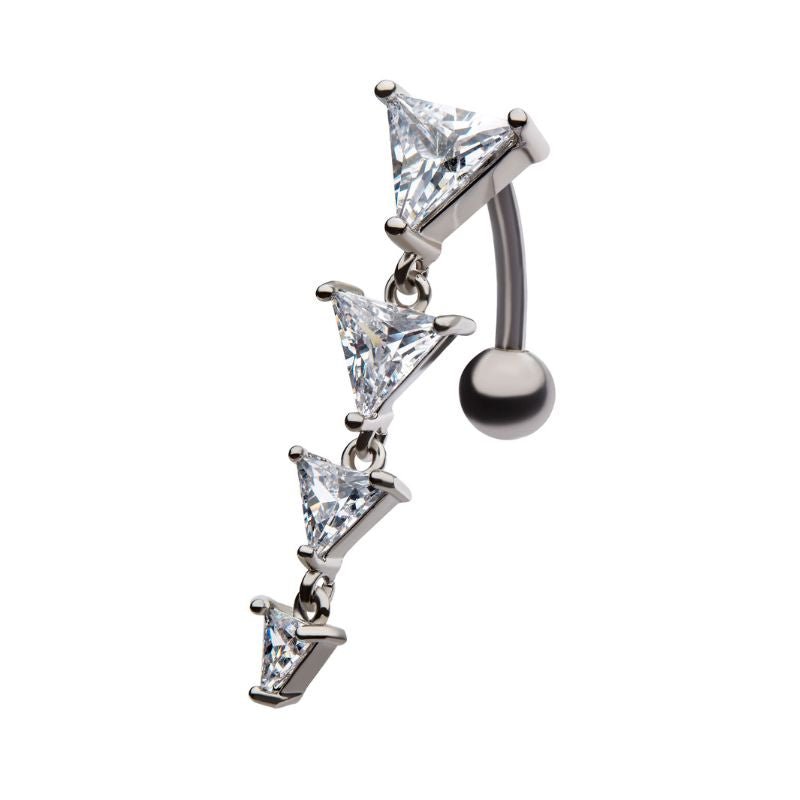 Triangle CZ Top Down Navel Dangle - SkinKandy | Body Jewellery & Piercing Online Australia