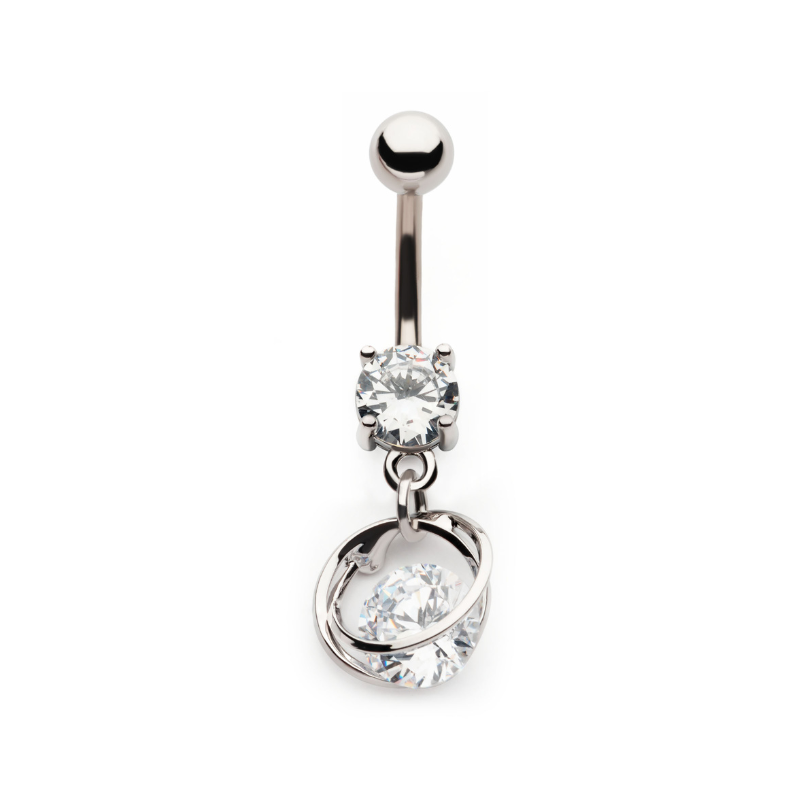 Intertwined Rings CZ Navel Dangle