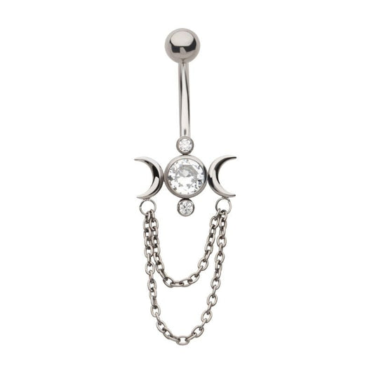 Titanium Moon Phase Navel Dangle - SkinKandy | Body Jewellery & Piercing Online Australia