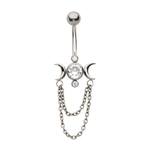 Implant Grade Titanium Moon Phase Navel Dangle