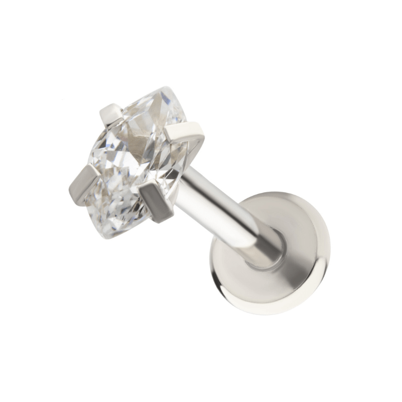 Oval CZ Marquis Flatback Labret - SkinKandy | Body Jewellery & Piercing Online Australia
