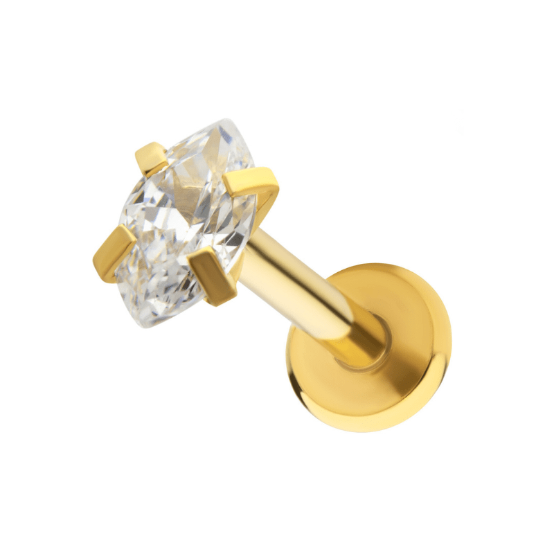 Oval CZ Marquis Flatback Labret - SkinKandy | Body Jewellery & Piercing Online Australia