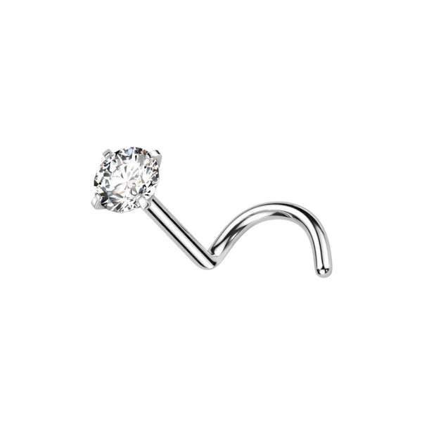 Titanium Nose Twist Prong Set CZ Piercing