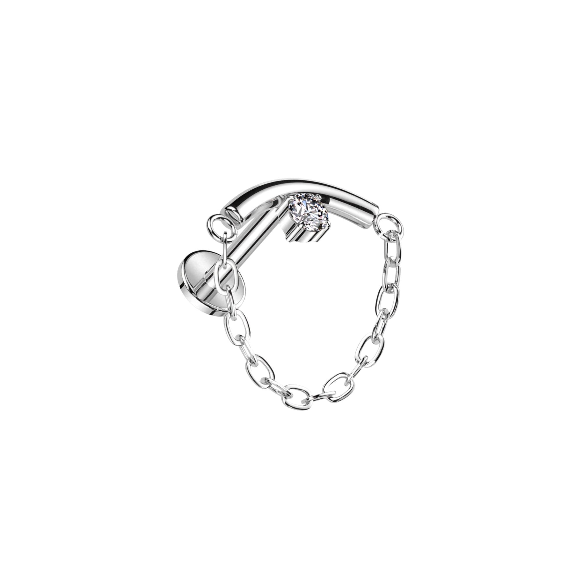 Titanium Hidden Helix CZ Set With Chain Flatback - SkinKandy | Body Jewellery & Piercing Online Australia