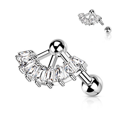 Surgical Steel Labret Cubic Zirconia Fan