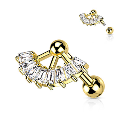 Surgical Steel Labret Cubic Zirconia Fan
