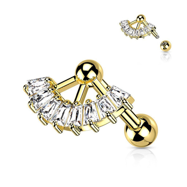 Surgical Steel Labret Cubic Zirconia Fan