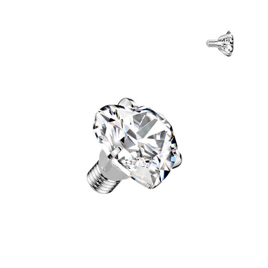 Titanium Internally Threaded Top Prong Set Heart CZ Clear Piercing - SkinKandy | Body Jewellery & Piercing Online Australia