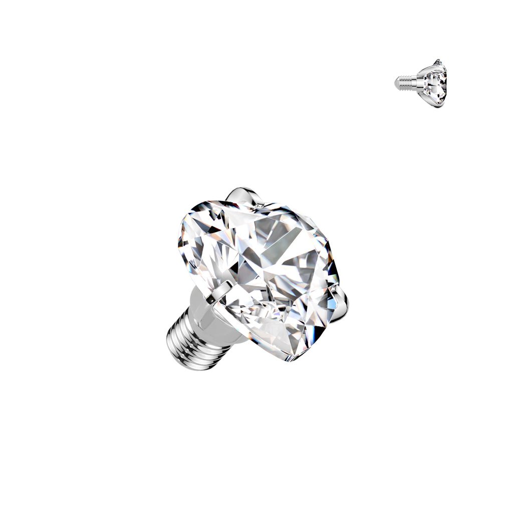 Titanium Internally Threaded Top Prong Set Heart CZ Clear Piercing - SkinKandy | Body Jewellery & Piercing Online Australia